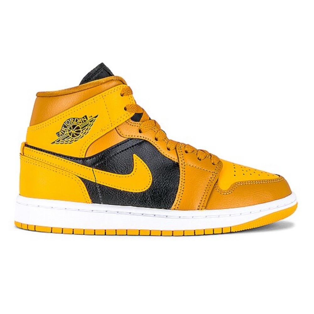 Women Air Jordan 1 Mid Nike Yellow and Black Sneakers Size 6